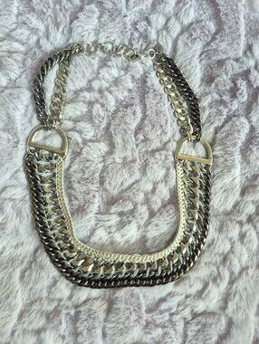 Stella & Dot Heavy Chunky Layered Silver Necklace